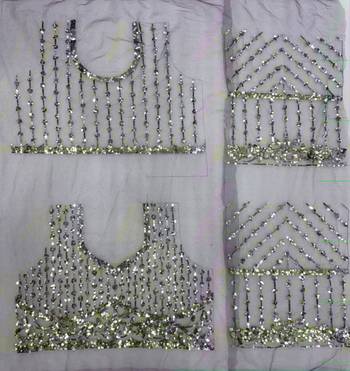 Cream butterfly net embroidered saree with unstitched blouse 3