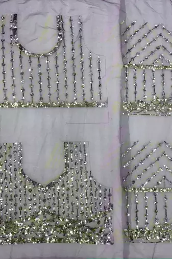 Cream butterfly net embroidered saree with unstitched blouse