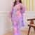Lavender georgette heavy thread embroidery work with print kurta patiala gharara set