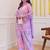 Lavender georgette heavy thread embroidery work with print kurta patiala gharara set