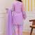 Lavender georgette heavy thread embroidery work with print kurta patiala gharara set