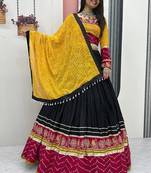 Black Rayon Cotton Navratri Lehenga Choli