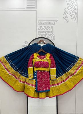 Teal Rayon Cotton Navratri Lehenga Choli 2