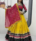 Mustard Rayon Cotton Navratri Lehenga Choli