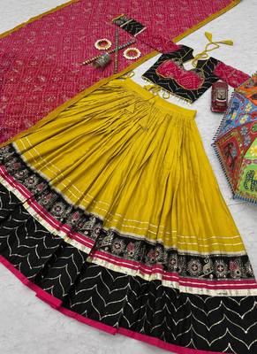 Mustard Rayon Cotton Navratri Lehenga Choli 2