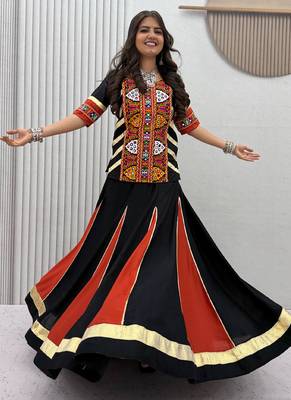 Black Pure Cotton Navratri Lehenga Choli 1