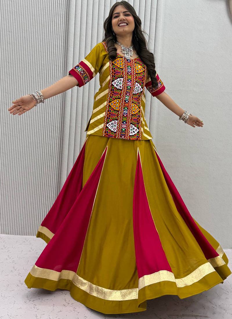 Light Brown Pure Cotton Navratri Lehenga Choli