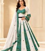 Green Navratri Rayon Mirror Work Chaniya Choli with Dupatta