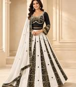 Black Navratri Rayon Mirror Work Chaniya Choli with Dupatta