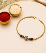 Luxury crystal rakhi with red & green beads for raksha bandhan