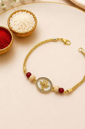 Premium lord ganesha bracelet rakhi for brother