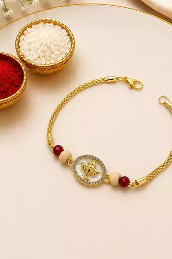 Premium lord ganesha bracelet rakhi for brother