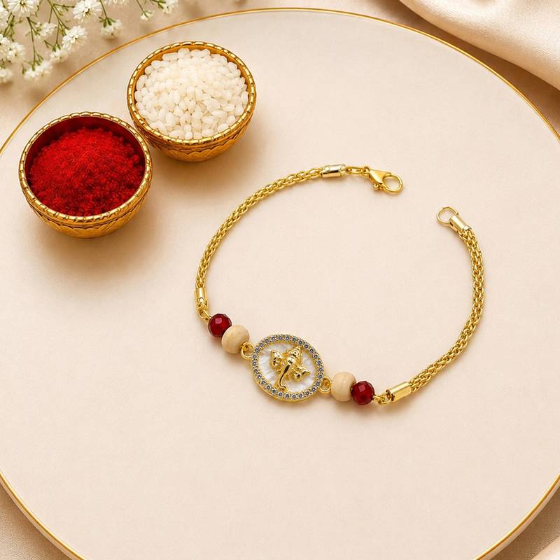 Premium lord ganesha bracelet rakhi for brother