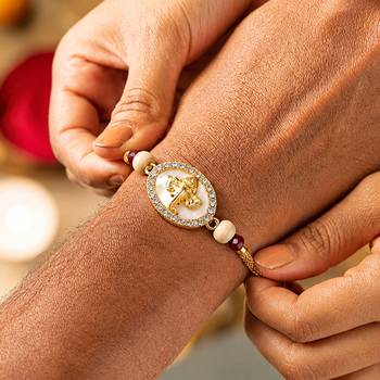 Premium lord ganesha bracelet rakhi for brother 3