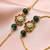 Lotus designer bhaiya bhabhi rakhi set with green beads