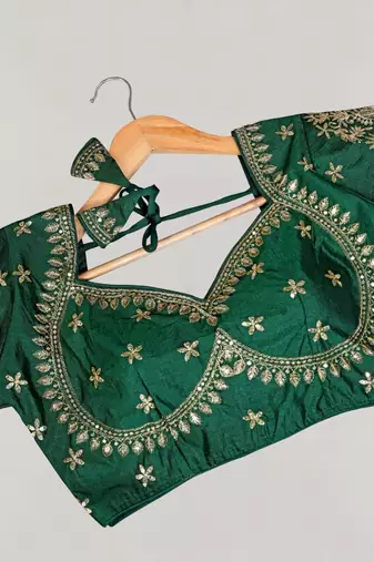 Designer fancy vichitra silk embroidered stitched blouse