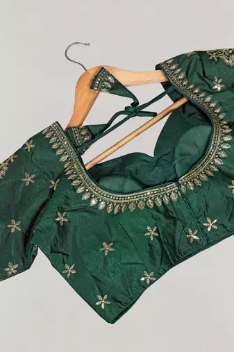 Designer fancy vichitra silk embroidered stitched blouse