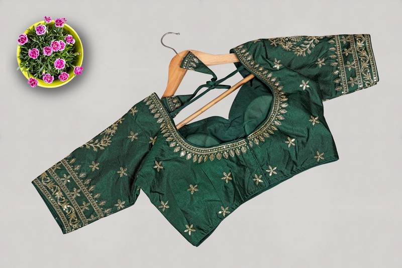 Designer fancy vichitra silk embroidered stitched blouse