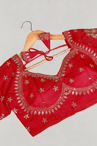 Designer fancy vichitra silk embroidered stitched blouse