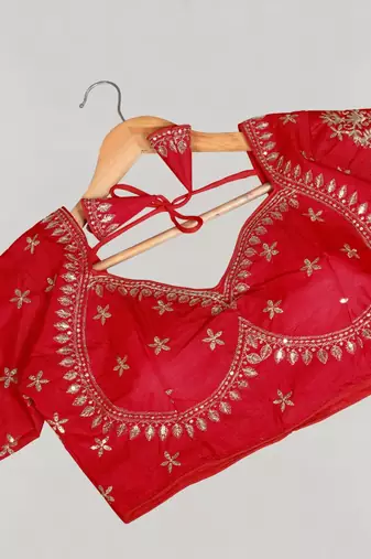 Designer fancy vichitra silk embroidered stitched blouse