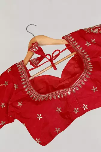 Designer fancy vichitra silk embroidered stitched blouse