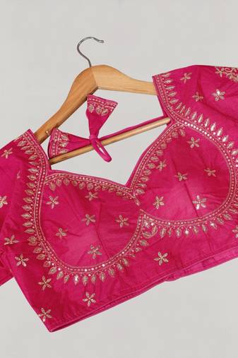 Designer fancy vichitra silk embroidered stitched blouse