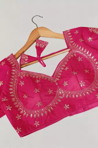 Designer fancy vichitra silk embroidered stitched blouse