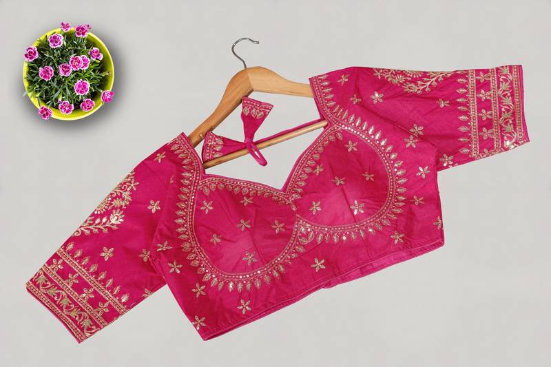 Designer fancy vichitra silk embroidered stitched blouse