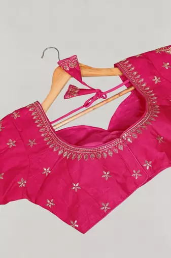 Designer fancy vichitra silk embroidered stitched blouse