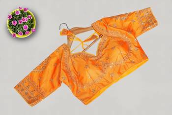 Designer fancy vichitra silk embroidered stitched blouse 1