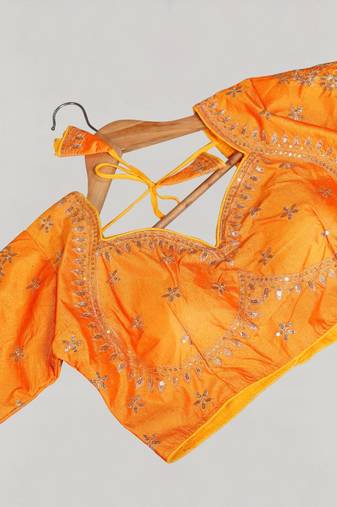 Designer fancy vichitra silk embroidered stitched blouse