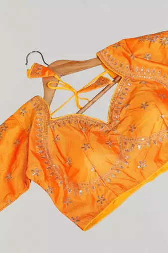 Designer fancy vichitra silk embroidered stitched blouse