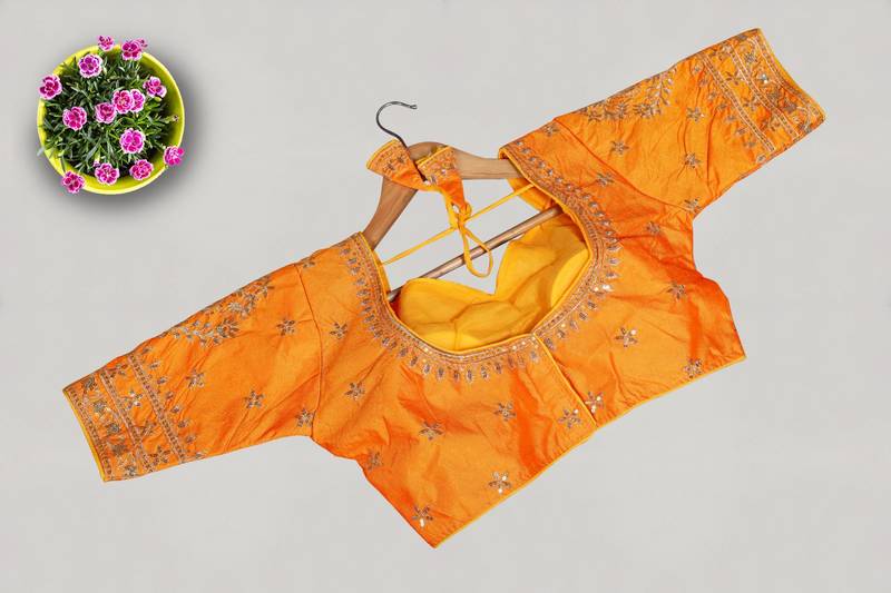 Designer fancy vichitra silk embroidered stitched blouse