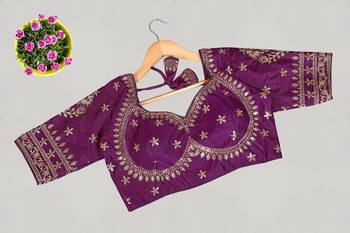 Designer fancy vichitra silk embroidered stitched blouse 1