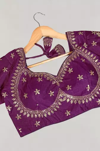 Designer fancy vichitra silk embroidered stitched blouse