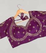 Designer fancy vichitra silk embroidered stitched blouse