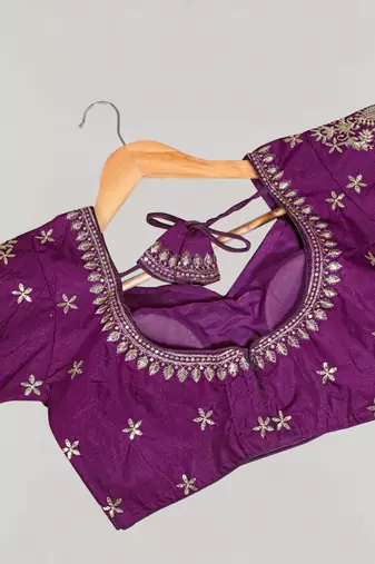 Designer fancy vichitra silk embroidered stitched blouse