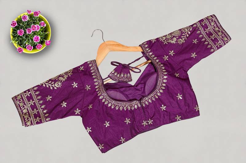 Designer fancy vichitra silk embroidered stitched blouse