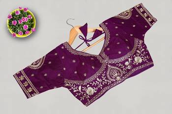 Designer fancy vichitra silk embroidered stitched blouse 1