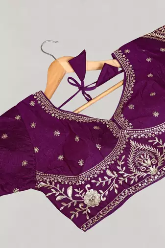 Designer fancy vichitra silk embroidered stitched blouse