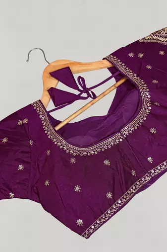 Designer fancy vichitra silk embroidered stitched blouse