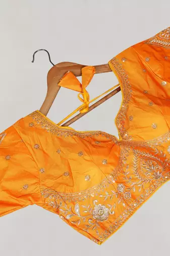 Designer fancy vichitra silk embroidered stitched blouse