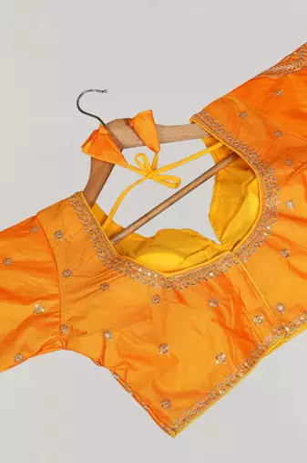 Designer fancy vichitra silk embroidered stitched blouse