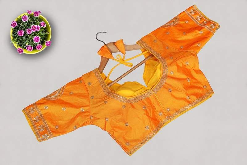 Designer fancy vichitra silk embroidered stitched blouse