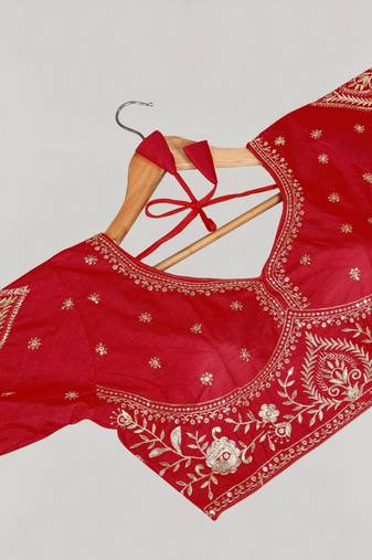 Designer fancy vichitra silk embroidered stitched blouse