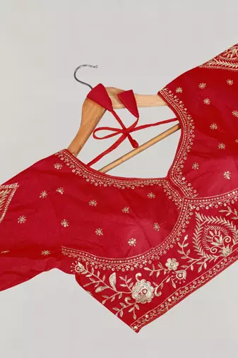 Designer fancy vichitra silk embroidered stitched blouse
