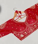 Designer fancy vichitra silk embroidered stitched blouse