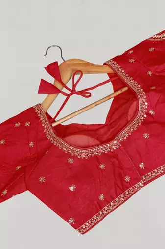 Designer fancy vichitra silk embroidered stitched blouse