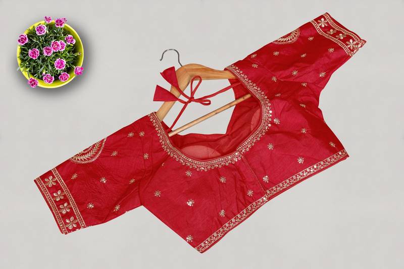 Designer fancy vichitra silk embroidered stitched blouse