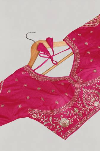 Designer fancy vichitra silk embroidered stitched blouse